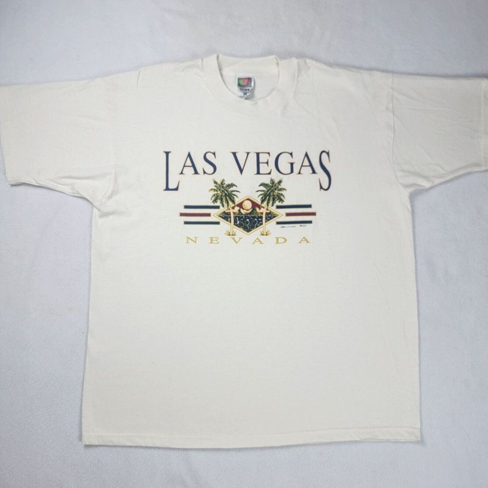 Vintage Las Vegas Nevada T-Shirt Men's Size XL Beige Short Sleeve 2000